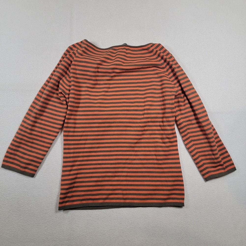Les Copains Sweater Women's Sz 46 Orange Brown Striped Italian Luxury - Picture 2 of 7